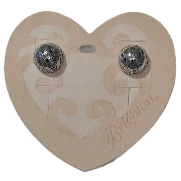 Brighton Silver-tone Kismet Wood Style Stud Women’s Pierced Rounded Earrings NWT - Picture 4 of 4